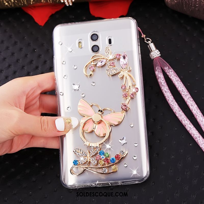 Coque Huawei Mate 10 Transparent Strass Ornements Suspendus Fluide Doux Téléphone Portable En Vente