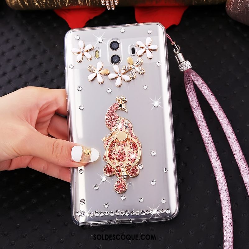 Coque Huawei Mate 10 Transparent Strass Ornements Suspendus Fluide Doux Téléphone Portable En Vente