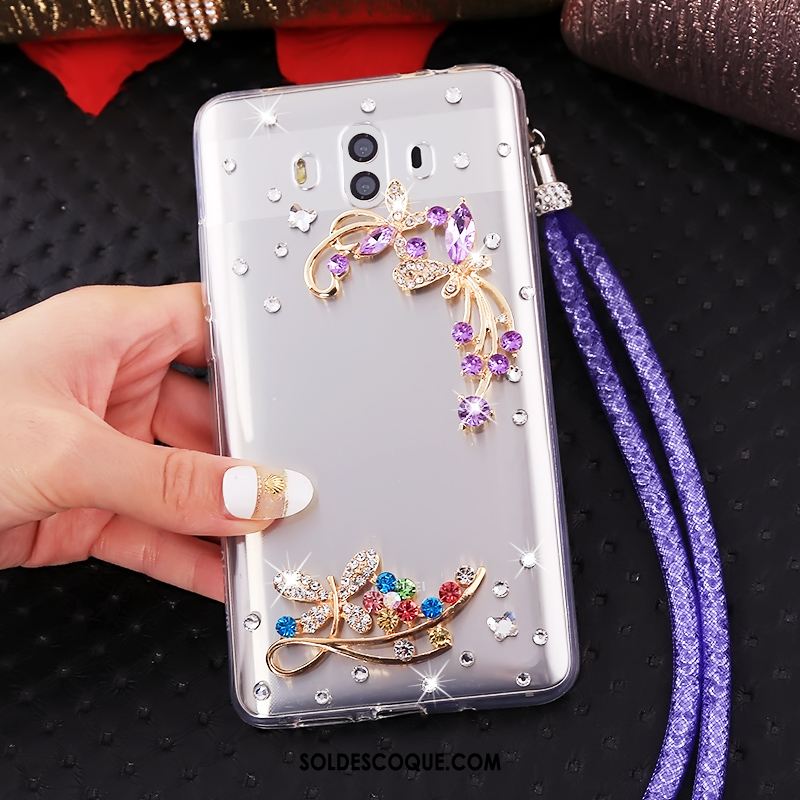 Coque Huawei Mate 10 Transparent Strass Ornements Suspendus Fluide Doux Téléphone Portable En Vente