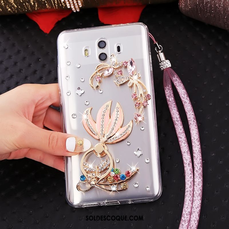 Coque Huawei Mate 10 Transparent Strass Ornements Suspendus Fluide Doux Téléphone Portable En Vente