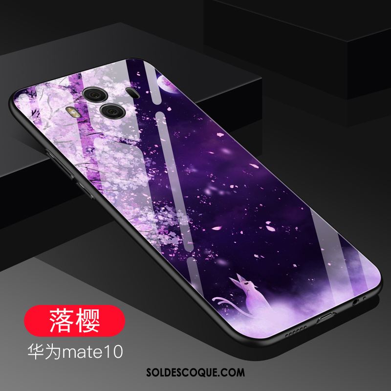 Coque Huawei Mate 10 Violet Tendance Étui Téléphone Portable Verre Soldes