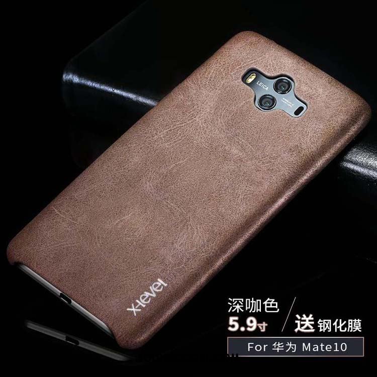 Coque Huawei Mate 10 Étui En Cuir Marron Téléphone Portable Incassable Business En Ligne