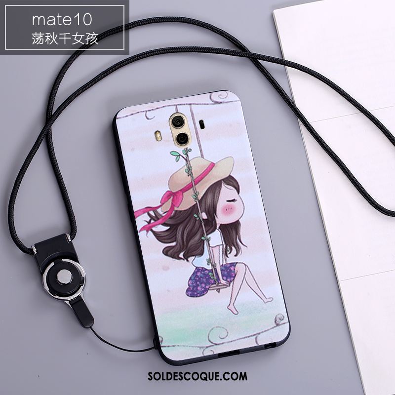 Coque Huawei Mate 10 Étui Téléphone Portable Dessin Animé Fluide Doux Blanc En Ligne