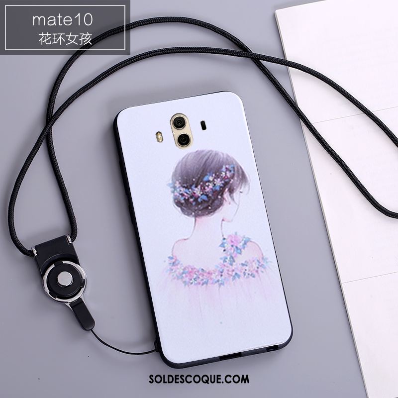 Coque Huawei Mate 10 Étui Téléphone Portable Dessin Animé Fluide Doux Blanc En Ligne