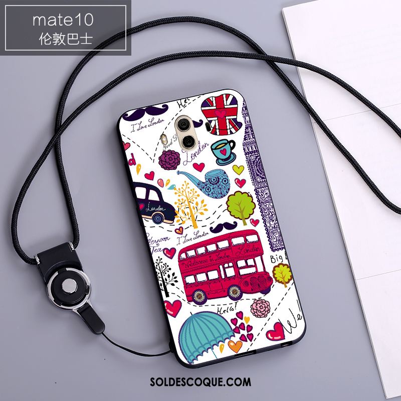 Coque Huawei Mate 10 Étui Téléphone Portable Dessin Animé Fluide Doux Blanc En Ligne