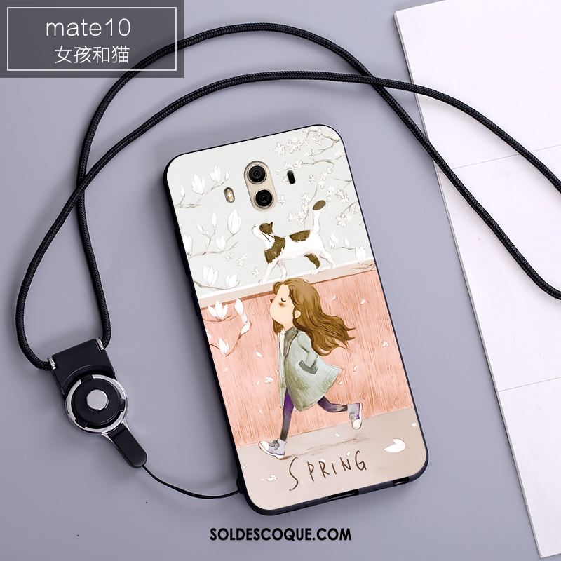 Coque Huawei Mate 10 Étui Téléphone Portable Dessin Animé Fluide Doux Blanc En Ligne