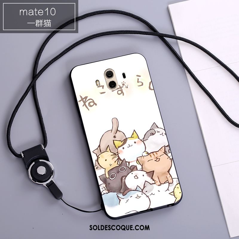 Coque Huawei Mate 10 Étui Téléphone Portable Dessin Animé Fluide Doux Blanc En Ligne