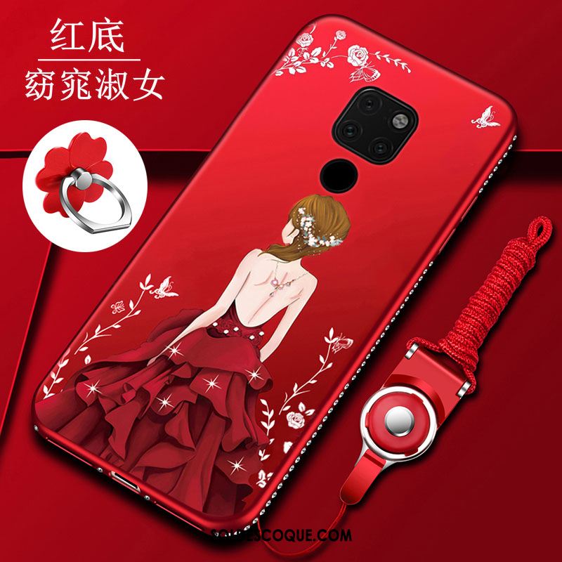 Coque Huawei Mate 20 Délavé En Daim Téléphone Portable Rouge Fluide Doux Étui En Vente