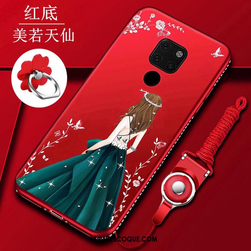 Coque Huawei Mate 20 Délavé En Daim Téléphone Portable Rouge Fluide Doux Étui En Vente