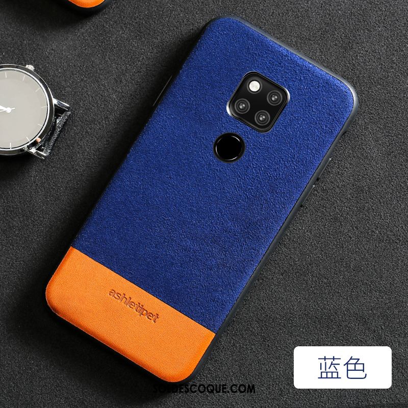 Coque Huawei Mate 20 Luxe Mode Cuir Véritable Daim Fourrure Simple Soldes