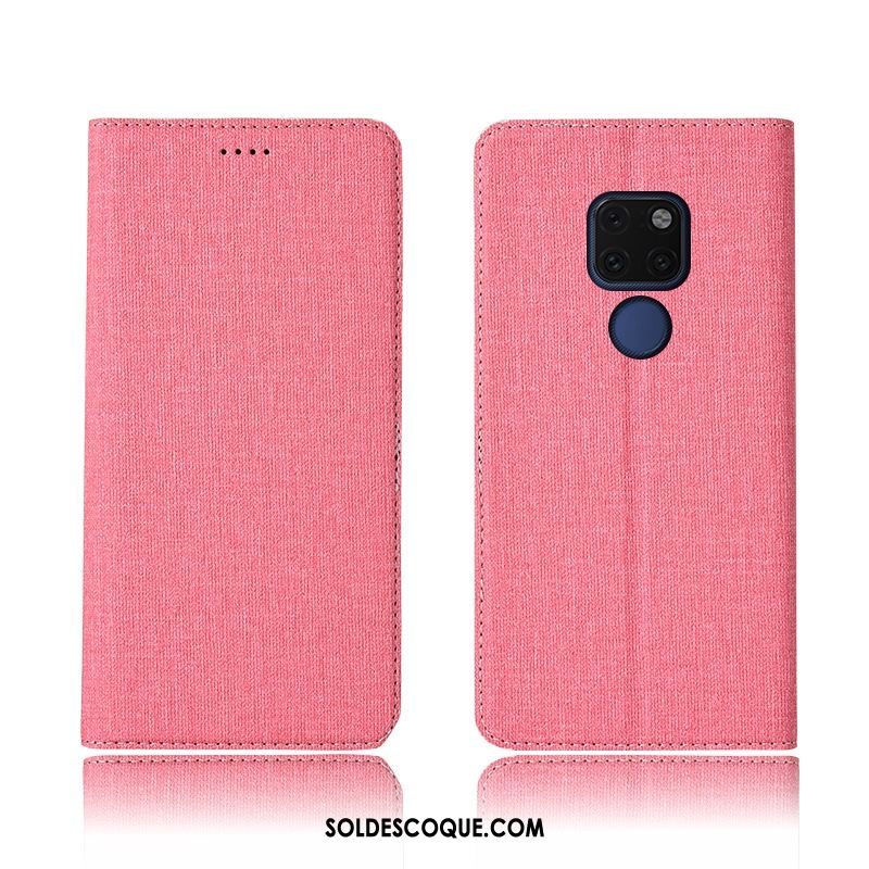 Coque Huawei Mate 20 Nouveau Protection Lin Étui Rose Pas Cher