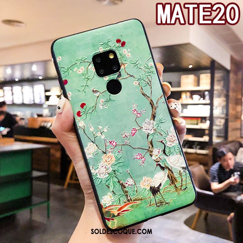 Coque Huawei Mate 20 Personnalité Protection Vert Gaufrage Frais En Ligne