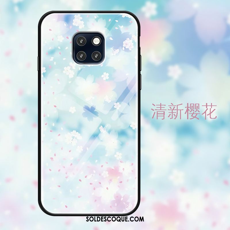 Coque Huawei Mate 20 Pro Bleu Frais Sakura Verre Protection Housse En Ligne