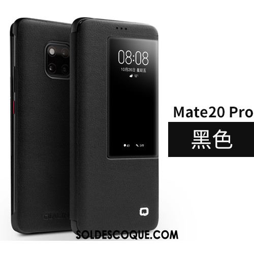 Coque Huawei Mate 20 Pro Dormance Très Mince Windows Cuir Véritable Rouge Pas Cher