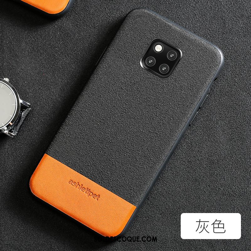 Coque Huawei Mate 20 Pro Protection Luxe Cuir Véritable Épissure Daim Fourrure En Ligne