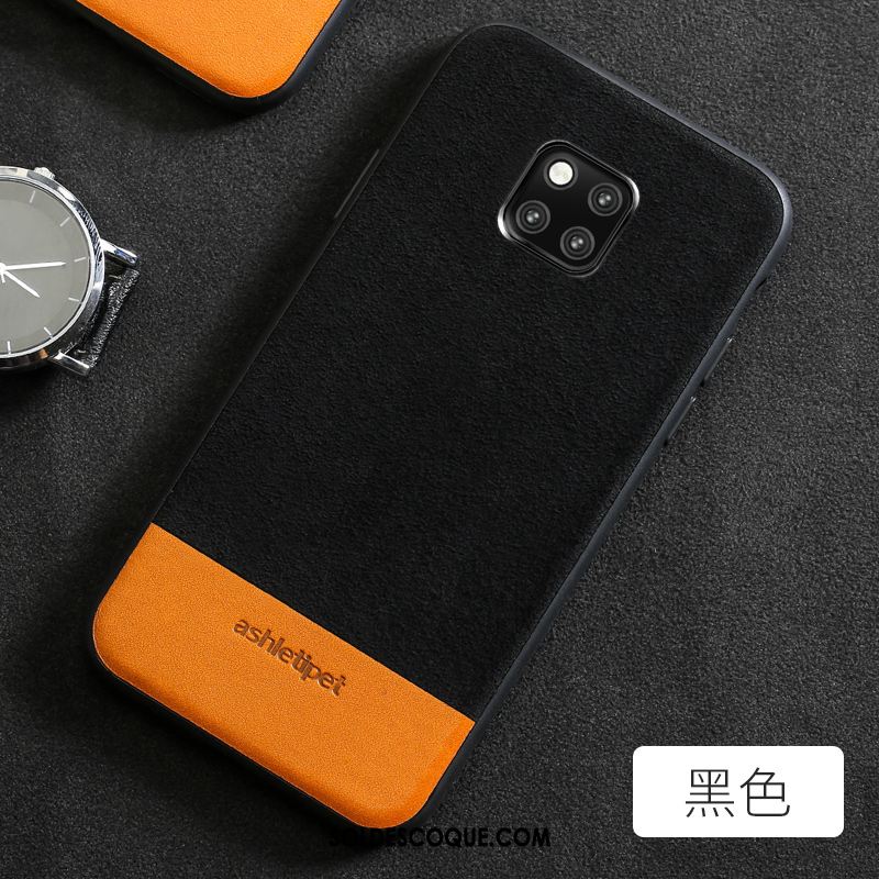 Coque Huawei Mate 20 Pro Protection Luxe Cuir Véritable Épissure Daim Fourrure En Ligne