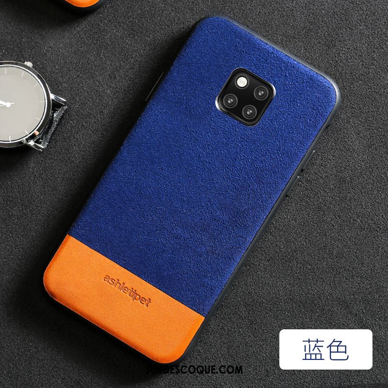 Coque Huawei Mate 20 Pro Protection Luxe Cuir Véritable Épissure Daim Fourrure En Ligne