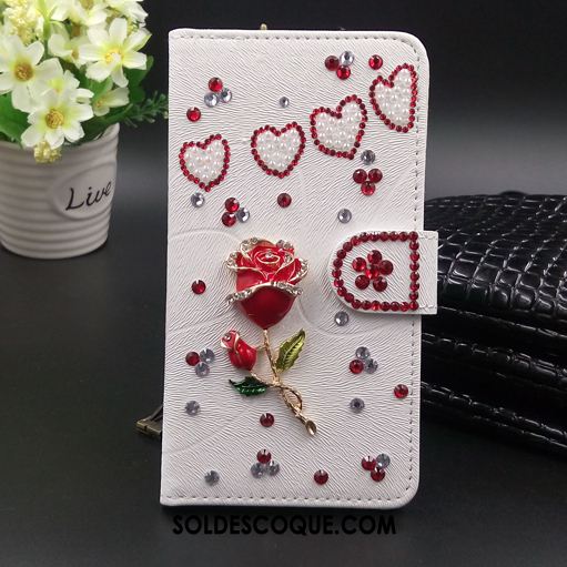 Coque Huawei Mate 20 Rs Rouge Téléphone Portable Étui En Cuir Strass Blanc En Ligne