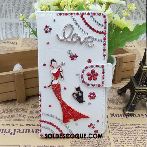 Coque Huawei Mate 20 Rs Rouge Téléphone Portable Étui En Cuir Strass Blanc En Ligne