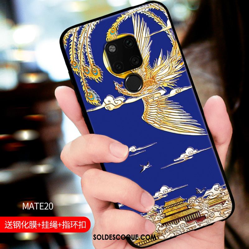 Coque Huawei Mate 20 Tout Compris Bleu Gaufrage Téléphone Portable Personnalité Pas Cher