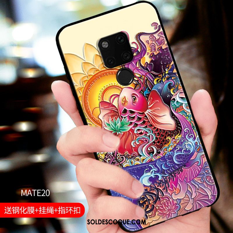 Coque Huawei Mate 20 Tout Compris Bleu Gaufrage Téléphone Portable Personnalité Pas Cher