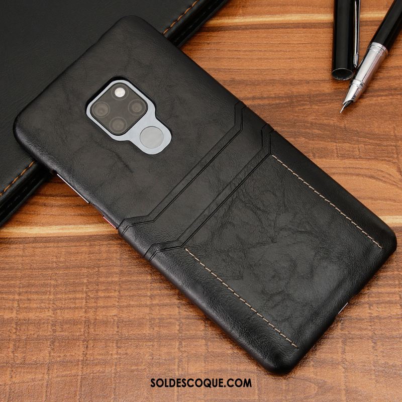 Coque Huawei Mate 20 Très Mince Téléphone Portable Étui En Cuir Foncé Housse Soldes