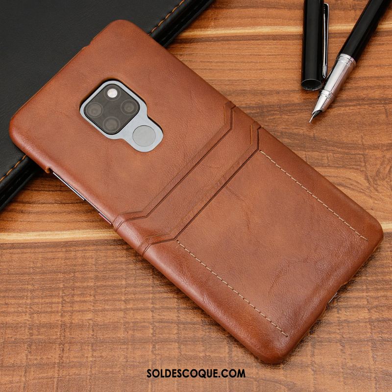 Coque Huawei Mate 20 Très Mince Téléphone Portable Étui En Cuir Foncé Housse Soldes