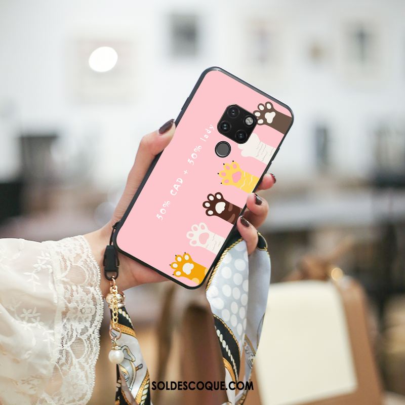 Coque Huawei Mate 20 Téléphone Portable Rose Protection Style Chinois Verre Housse Pas Cher