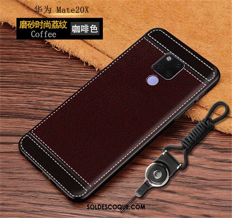 Coque Huawei Mate 20 X Cuir Incassable Simple Fluide Doux Étui En Vente