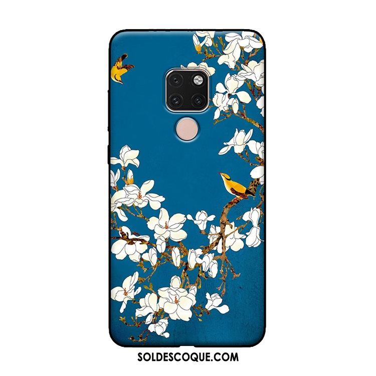 Coque Huawei Mate 20 X Fluide Doux Vintage Style Chinois Oiseau Téléphone Portable Pas Cher