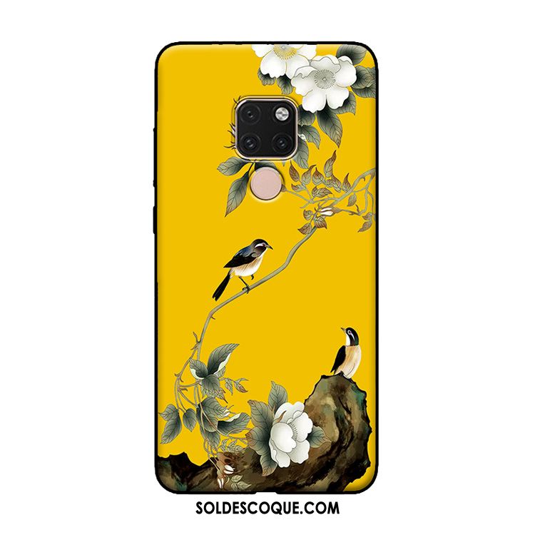 Coque Huawei Mate 20 X Fluide Doux Vintage Style Chinois Oiseau Téléphone Portable Pas Cher