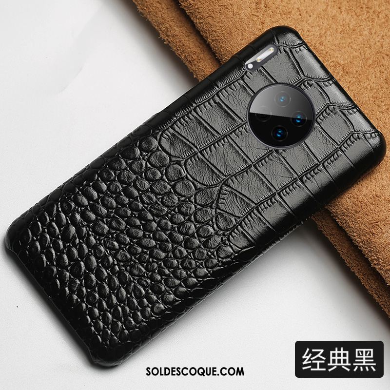 Coque Huawei Mate 30 Crocodile Modèle Classic Protection Noir Téléphone Portable Housse Pas Cher
