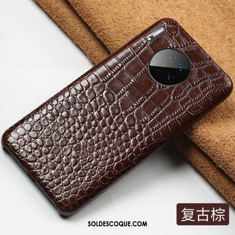 Coque Huawei Mate 30 Crocodile Modèle Classic Protection Noir Téléphone Portable Housse Pas Cher
