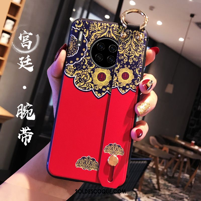 Coque Huawei Mate 30 Légères Bleu Téléphone Portable Fleur Étui Soldes