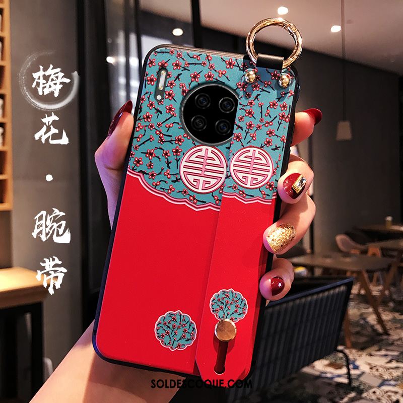 Coque Huawei Mate 30 Légères Bleu Téléphone Portable Fleur Étui Soldes