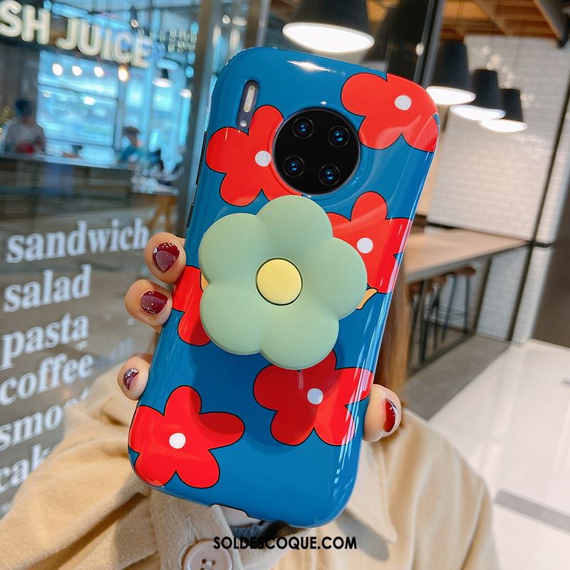 Coque Huawei Mate 30 Pro Bleu Fluide Doux Fleurs Téléphone Portable Net Rouge En Ligne