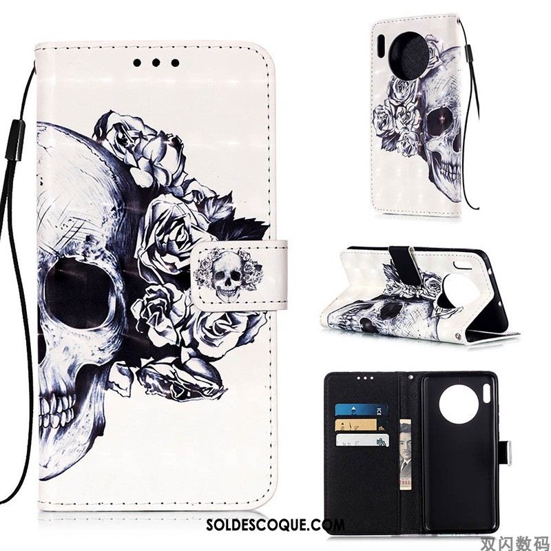 Coque Huawei Mate 30 Pro Clamshell Portefeuille Blanc Protection Téléphone Portable Pas Cher