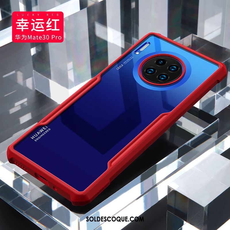 Coque Huawei Mate 30 Pro Téléphone Portable Délavé En Daim Étui Net Rouge Incassable Pas Cher