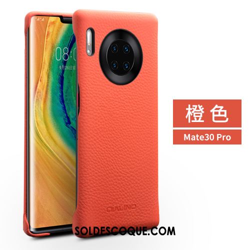 Coque Huawei Mate 30 Pro Étui En Cuir Mode Couvercle Arrière Téléphone Portable Rouge Pas Cher
