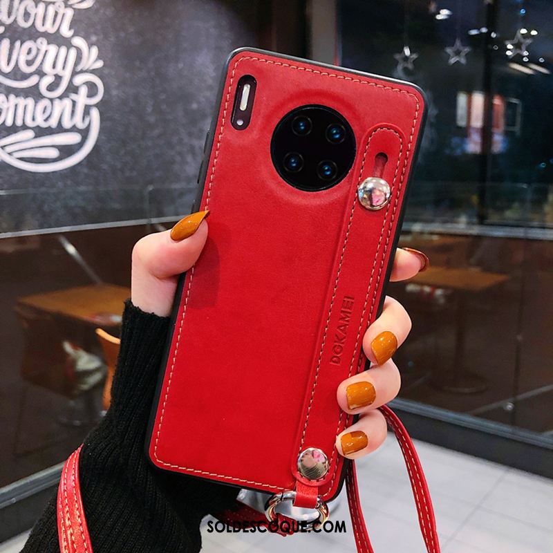 Coque Huawei Mate 30 Qualité Cuir Ornements Suspendus Très Mince Rouge France