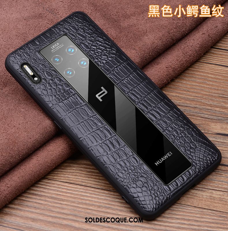 Coque Huawei Mate 30 Rs Luxe Incassable Téléphone Portable Cuir Véritable Noir Soldes