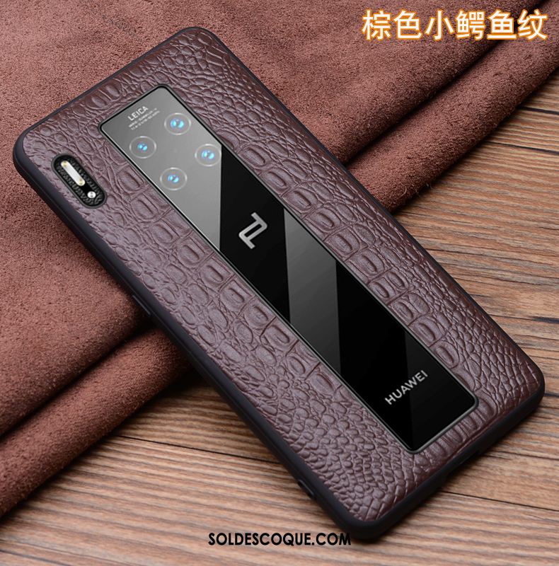 Coque Huawei Mate 30 Rs Luxe Incassable Téléphone Portable Cuir Véritable Noir Soldes