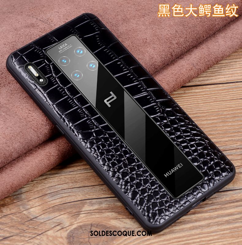 Coque Huawei Mate 30 Rs Luxe Incassable Téléphone Portable Cuir Véritable Noir Soldes