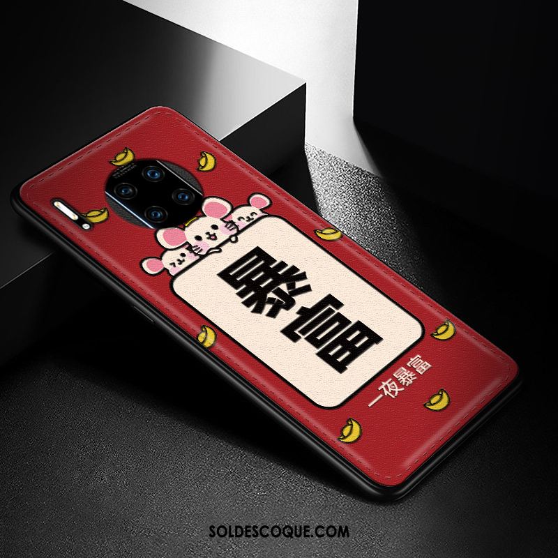 Coque Huawei Mate 30 Rs Protection Étui Cuir Net Rouge Nouveau Pas Cher