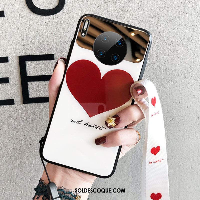 Coque Huawei Mate 30 Téléphone Portable Amour Ornements Suspendus Cœur Verre Pas Cher