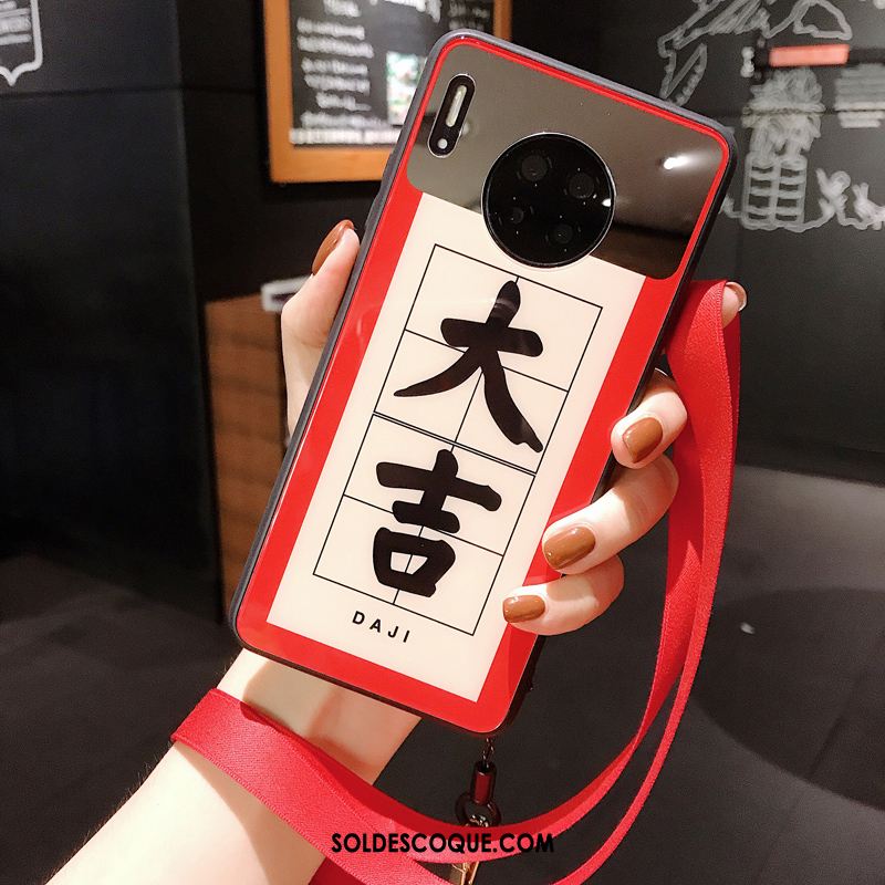 Coque Huawei Mate 30 Verre Ornements Suspendus Style Chinois Rouge Téléphone Portable France