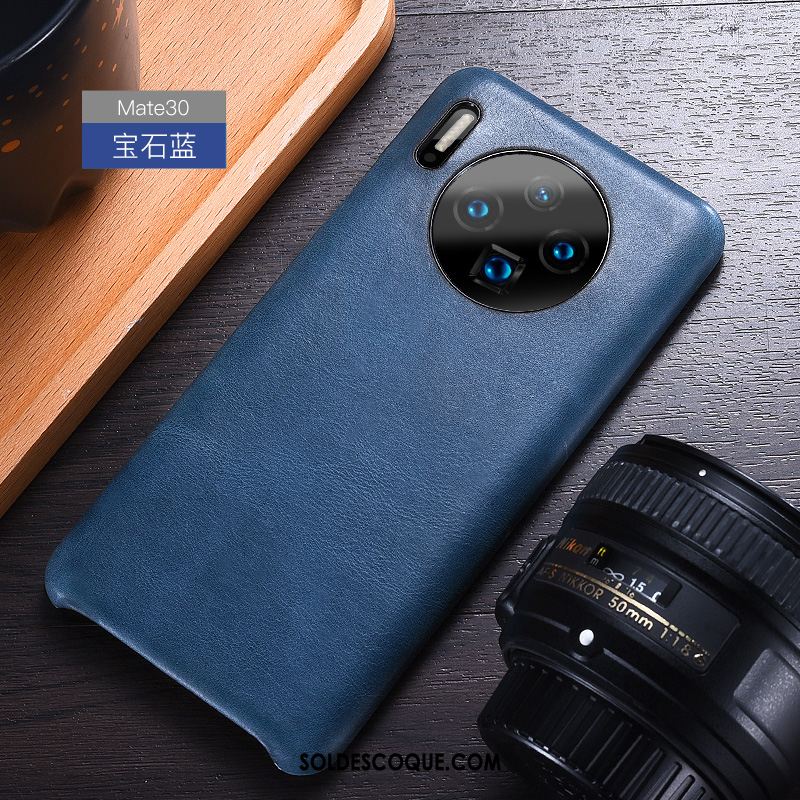 Coque Huawei Mate 30 Étui Personnalité Téléphone Portable Bleu Étui En Cuir Pas Cher