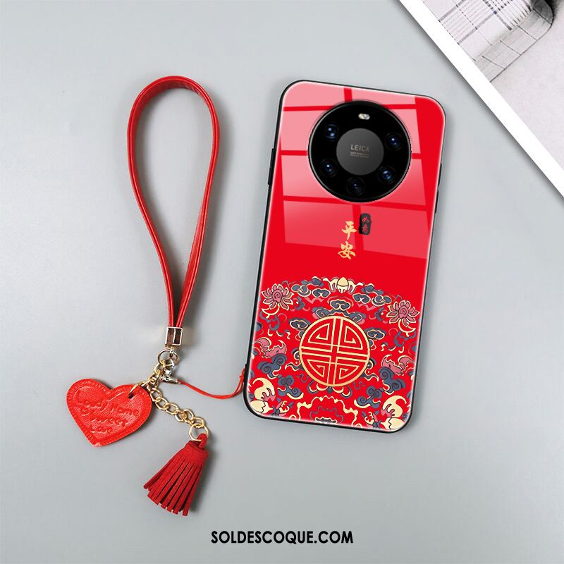Coque Huawei Mate 40 Pro+ Silicone Personnalité Téléphone Portable Rouge Style Chinois En Vente
