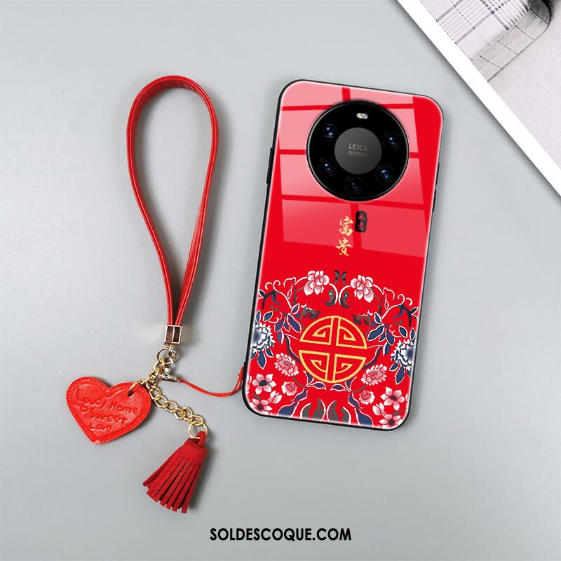 Coque Huawei Mate 40 Pro+ Silicone Personnalité Téléphone Portable Rouge Style Chinois En Vente