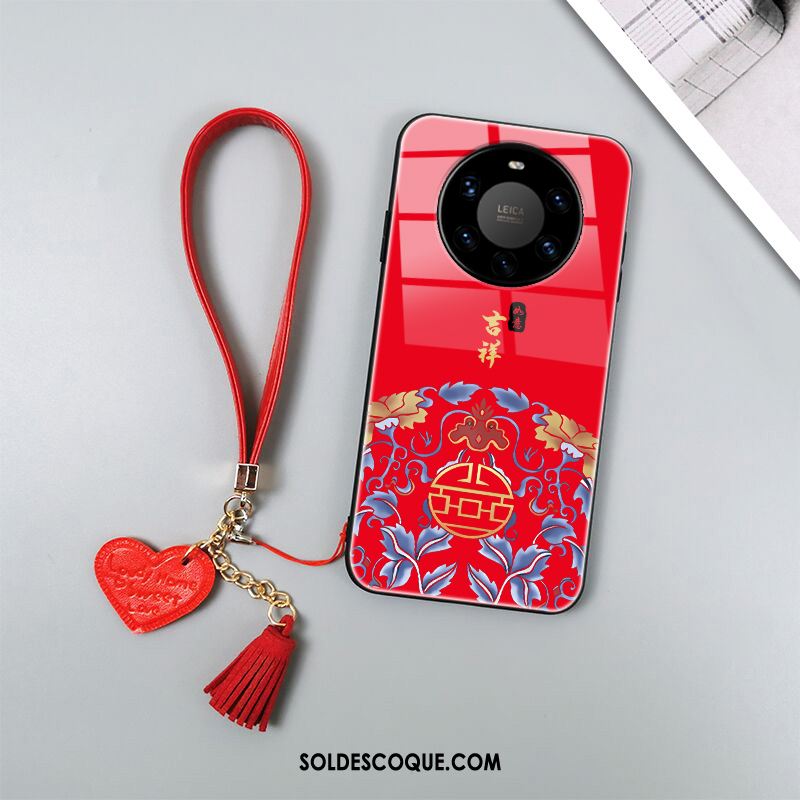Coque Huawei Mate 40 Pro+ Silicone Personnalité Téléphone Portable Rouge Style Chinois En Vente